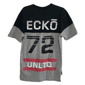 Ecko Unltd. T-Shirt Mens XL Heather Gray Black Red 1972 Graphic Double S…